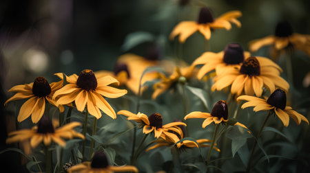 Rudbeckia flowers in the garden. Shallow depth of field.の素材