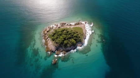 Aerial view of a small island in the Adriatic Seaの素材