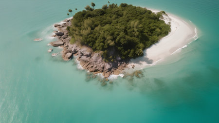 Aerial view of small island in turquoise sea. Drone photography.の素材