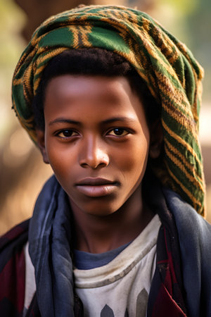 Unidentified Togolese little boy in the village. Togo children suffer of poverty due to the bad economyの素材