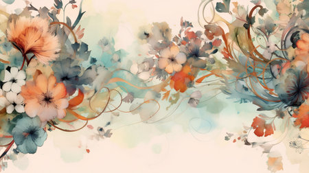 Seamless summer pattern with flowers watercolor. Gentle colors. Handmade.の素材