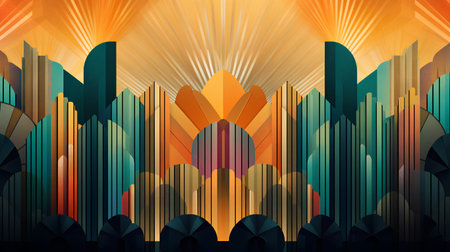 abstract background with geometric shapes and sunbeams. vector illustrationの素材