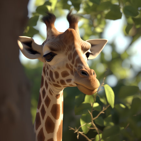 Giraffe in the wild, close-up of head and neckの素材