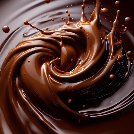 close up of chocolate syrup splashing on white background with clipping pathの素材