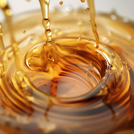 close up of sweet honey flowing on white background with shallow depth of fieldの素材