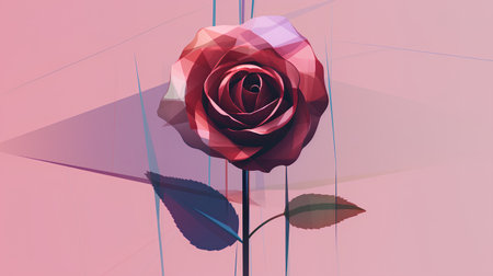 Red rose on a geometric background. Vector illustration. Eps 10.の素材