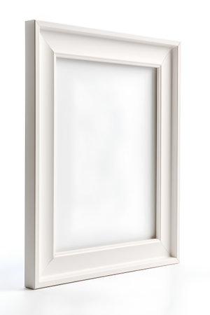 Blank picture frame isolated on white background. 3D rendering.の素材