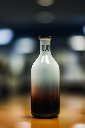 close up of a bottle with a lot of liquid inside, 3d renderの素材