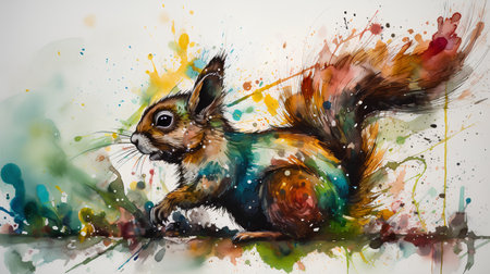 Squirrel in watercolor style. Hand drawn watercolor illustration.の素材