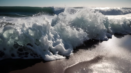 Waves breaking on the beach. Shallow depth of field.の素材