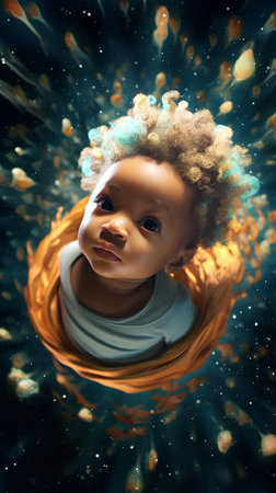 Portrait of a cute little african american baby boy. 3d renderingの素材