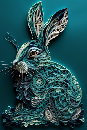 Illustration of a hare on a turquoise background.の素材