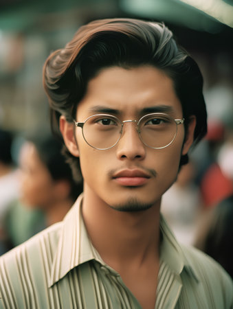 Portrait of a handsome young asian man with eyeglassesの素材