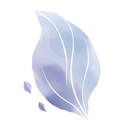 Watercolor leaves on white background. Vector illustration. Blue and purple colors.の素材