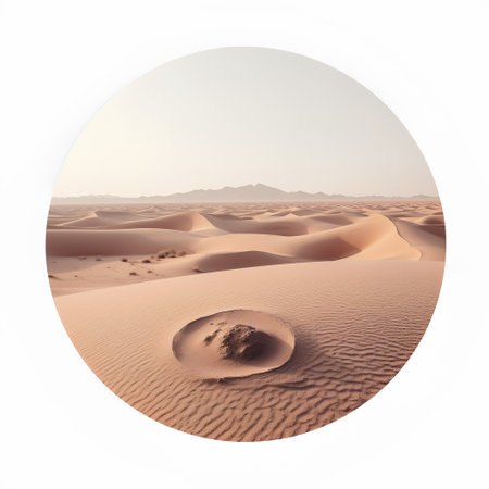 Photo for Desert landscape with sand dunes in round frame. Vector illustration - Royalty Free Image