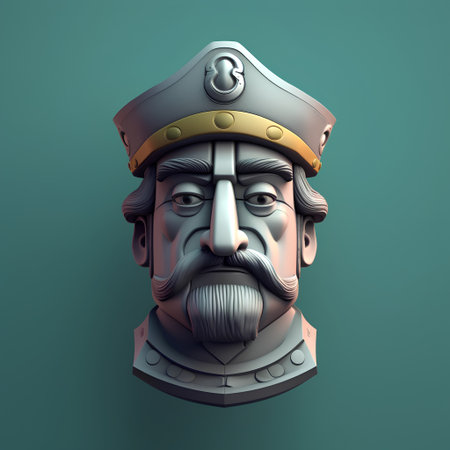 Ancient Greek warrior with a beard and mustache. 3d illustration.の素材