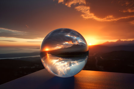 Reflection of the sky in a crystal ball. 3d renderingの素材