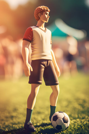 Soccer player in action at the stadium. Blurred background.の素材