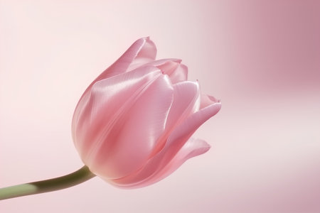 pink tulip on a pink background with copy space for your textの素材