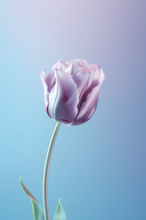 Beautiful purple tulip on a blue background. Vector illustration.の素材