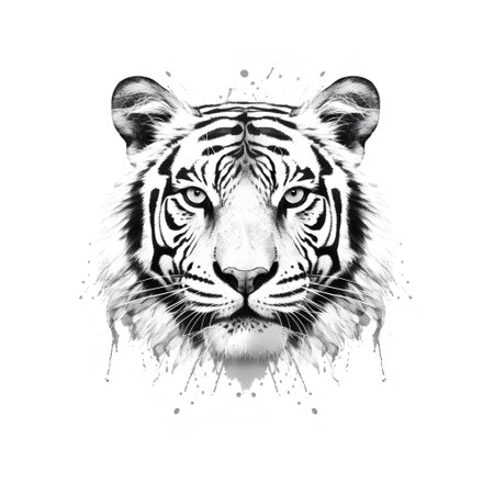 Tiger portrait. Hand drawn vector illustration for t-shirt print.の素材