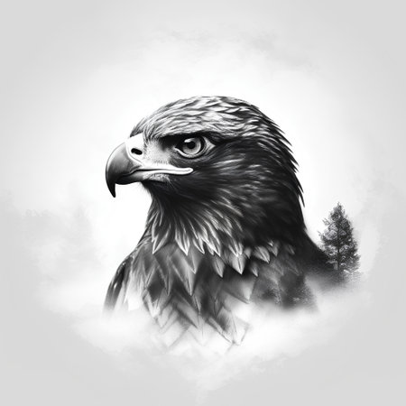 Eagle portrait on grunge background. Hand-drawn illustration.の素材