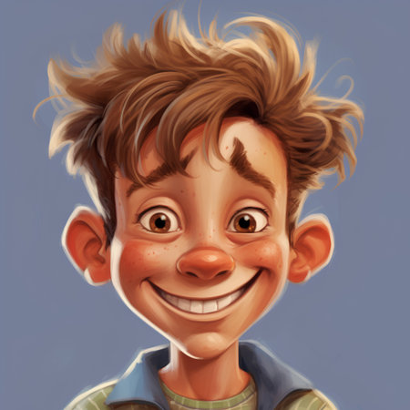 Vector illustration of a boy with freckles on his face.の素材