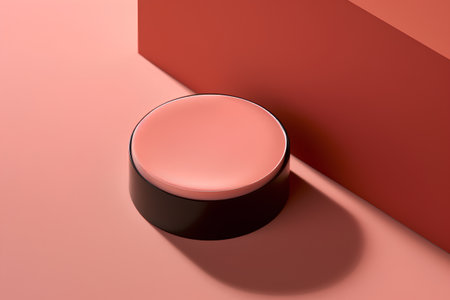 3d render of a red podium on a pink background with a shadowの素材