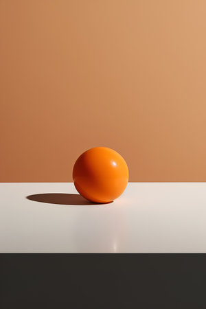 One orange egg on a white and orange background. 3d renderingの素材