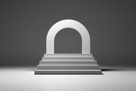 Staircase with arch. 3d illustration. Black background.の素材