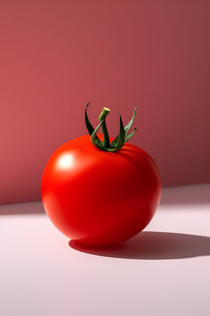 Tomato on a pink background. 3d render. Minimal style.の素材