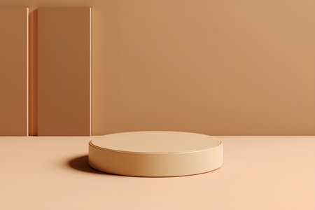 3d render of abstract minimal geometric forms. Glossy golden podium for your design.の素材