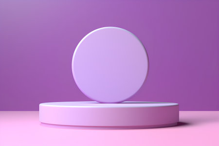 3d render, abstract minimal geometric forms. Glossy purple podium for your designの素材