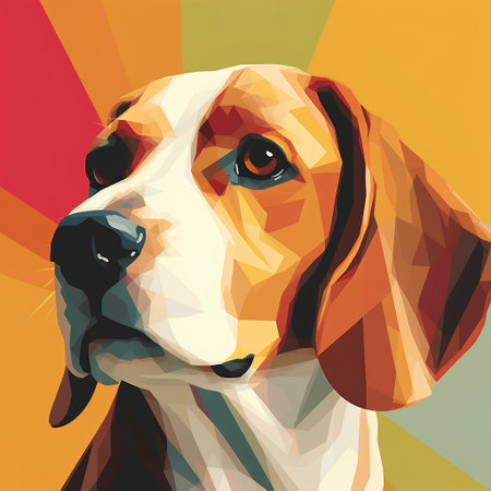 Beagle dog portrait. Low poly style vector illustration. EPS 10の素材