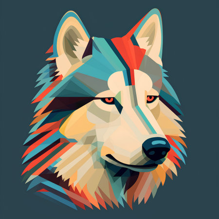 Wolf head. Vector illustration. Can be used for t-shirt print, poster and other design.の素材