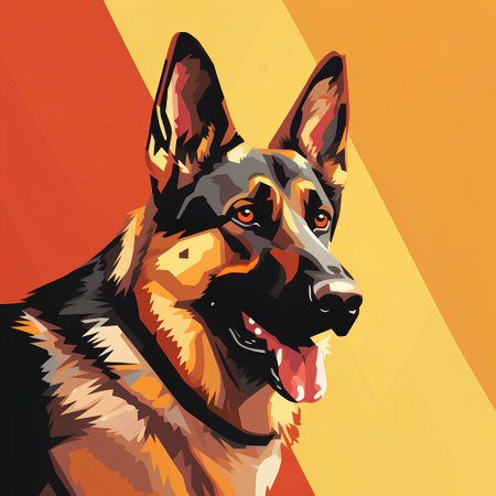 German shepherd dog. Vector illustration of a dog on a colored background.の素材