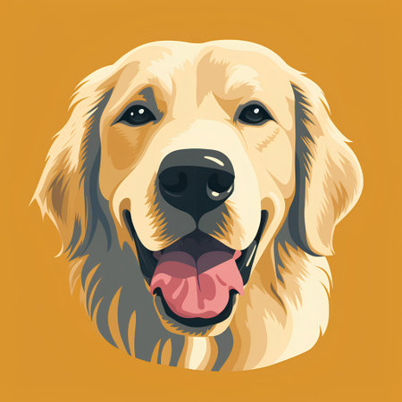 Labrador Retriever portrait. Vector illustration on yellow background.の素材