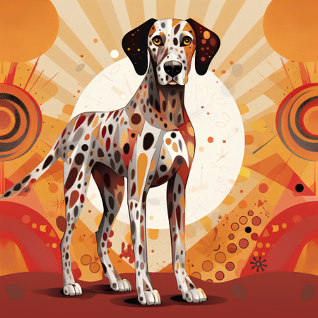Dalmatian dog on a colorful background. Vector illustration.の素材