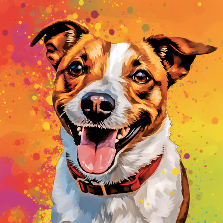 Jack russell terrier on colorful background. Vector illustration.の素材