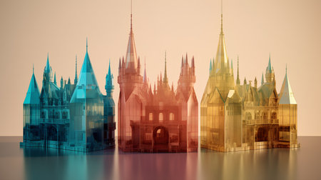 Futuristic architecture in the style of the Gothic. Vector illustration.の素材