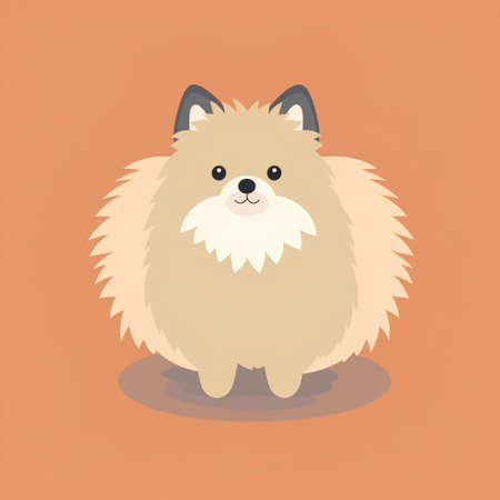 Cute pomeranian dog. Vector illustration in cartoon style.の素材