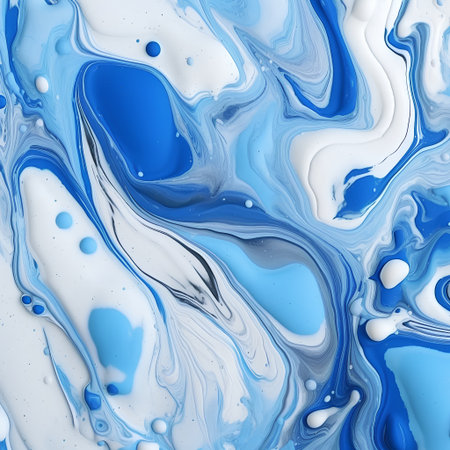 Blue and white abstract background. Liquid marble pattern. Vector illustration.の素材