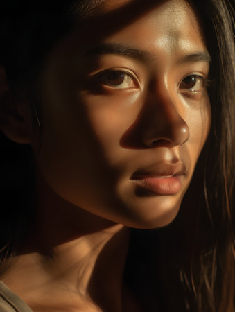 Portrait of a beautiful young asian woman in the studio.の素材