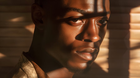 Close-up portrait of a handsome african american man. Studio shot.の素材