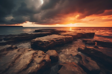 Beautiful seascape at sunset. Composition of nature.の素材
