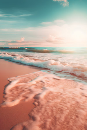 Beautiful tropical beach and sea landscape at sunset time - Vintage Filterの素材