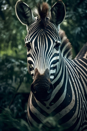 Zebra in the jungle. Animal portrait. Close-up.の素材