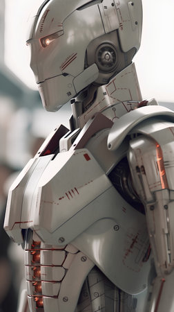 Robot in front of a group of people. 3d renderingの素材
