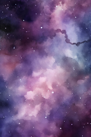 Watercolor galaxy background with stars and nebula. Watercolor illustration.の素材