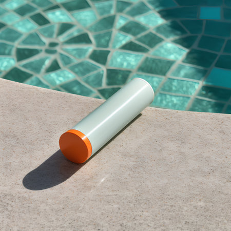 Cream tube on the edge of swimming pool. 3d renderingの素材